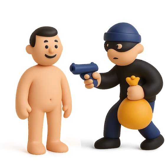 Illustration of the literal translation: A naked man is not afraid of robbery.