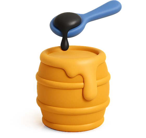 Illustration of the literal translation: A spoon of tar in a barrel of honey.