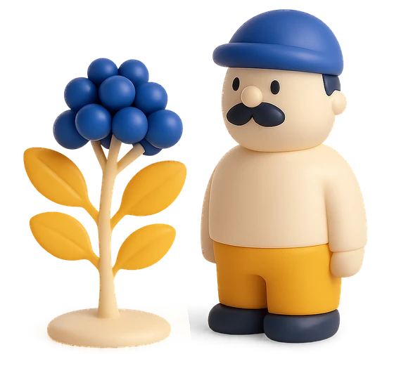 Illustration of the literal translation: There's elderberry in the garden, and an uncle in Kyiv.