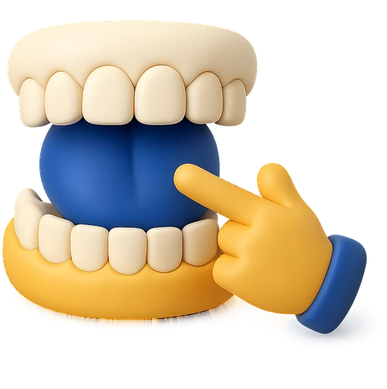 Illustration of the literal translation: Keep your tongue behind your teeth.