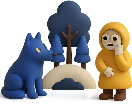 Illustration of the literal translation: To fear the wolf is not to go into the forest.
