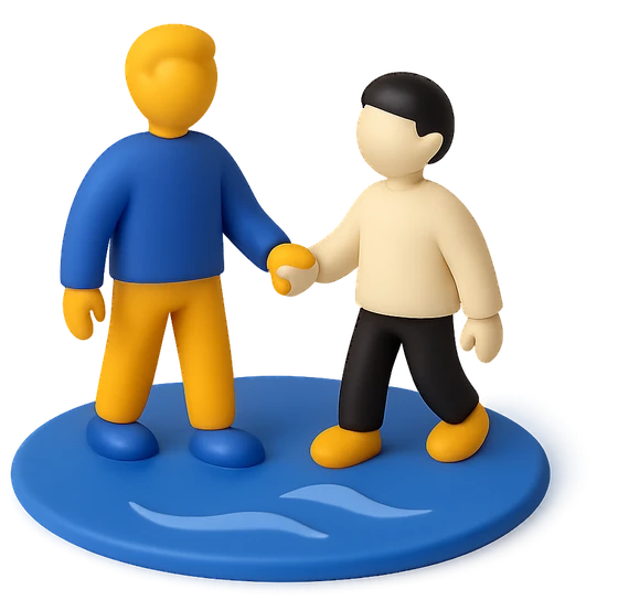 Illustration of the literal translation: To lead someone out onto clean water.