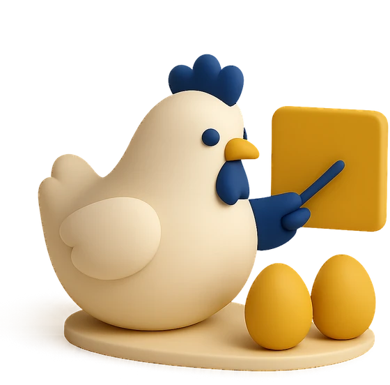 Illustration of the literal translation: Eggs do not teach the hen.