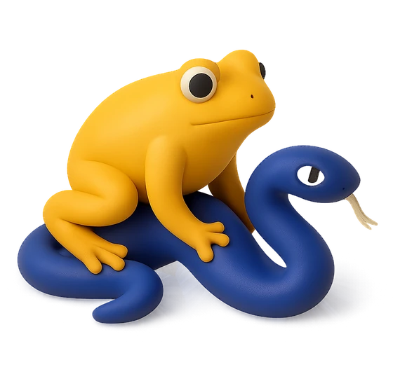 Illustration of the literal translation: The frog fucked the viper.