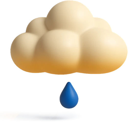 Illustration of the literal translation: From a big cloud, a small rain.