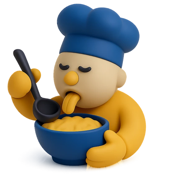 Illustration of the literal translation: You cooked the porridge — now slurp it yourself.